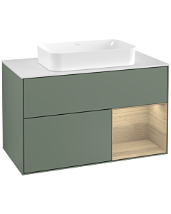 Villeroy und Boch Finion Villeroy und Boch Finion F251PCGM 100x60.3cm, cover plate white matt, shelf on the right Oak Veneer , Olive Matt Lacquer