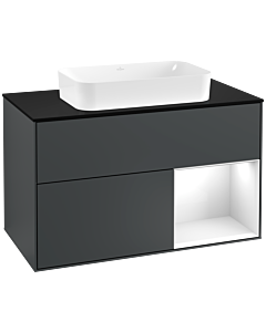 Villeroy und Boch Finion Villeroy und Boch Finion F252GFHG 100x60.3cm, cover plate black matt, shelf on the right Glossy white lacquer, midnight Blue Matt Lacquer