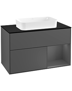 Villeroy und Boch Finion Villeroy und Boch F252GKGK 100x60,3cm, plaque de finition noir mat, étagère à droite Anthracite mat, Anthracite mat