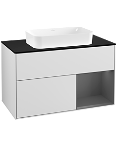 Villeroy und Boch Finion Villeroy und Boch Finion F252GKMT 100x60.3cm, cover plate black matt, shelf on the right anthracite matt, white matt lacquer