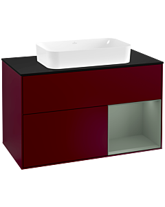 Villeroy und Boch Finion Villeroy und Boch Finion F252GMHB 100x60.3cm, cover plate black matt, shelf on the right Olive Matt Lacquer , Peony Matt