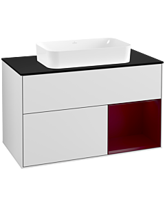 Villeroy und Boch Finion Villeroy und Boch Finion F252HBMT 100x60.3cm, cover plate black matt, shelf on the right Peony , white matt lacquer