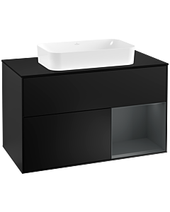 Villeroy und Boch Finion Villeroy und Boch Finion F252HGPD 100x60.3cm, cover plate black matt, shelf on the right Midnight Blue Matt Lacquer , black matt lacquer