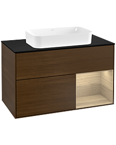 Villeroy und Boch Finion Villeroy und Boch Finion F252PCGN 100x60.3cm, cover plate black matt, shelf on the right Oak Veneer , Oak Veneer veneer