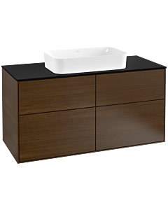 Villeroy und Boch Finion Waschtischunterschrank F26200GN 120x60,3cm, Abdeckplatte black matt, Walnut veneer