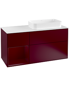 Villeroy und Boch Finion Waschtischunterschrank F271HBHB 120cm, Abdeckplatte white matt, Regal links Peony, Peony Matt