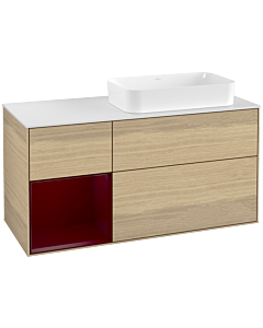 Villeroy und Boch Finion Villeroy und Boch F271HBPC 120cm, plaque de finition blanc mat, étagère à gauche Peony , Oak Veneer