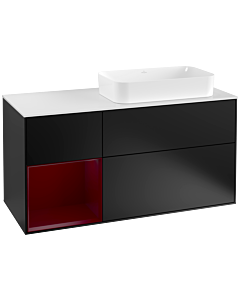 Villeroy und Boch Finion Villeroy und Boch F271HBPD 120cm, plaque de recouvrement blanc mat, étagère gauche Peony , laqué noir mat