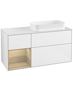 Villeroy und Boch Finion Villeroy und Boch Finion F271PCGF 120cm, cover plate white matt, shelf left Oak Veneer , glossy white lacquer