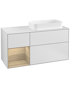 Villeroy und Boch Finion Villeroy und Boch F271PCMT 120cm, plaque de finition blanc mat, étagère gauche Oak Veneer , laqué blanc mat