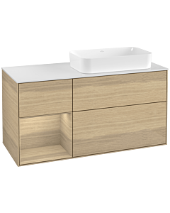 Villeroy und Boch Finion Villeroy und Boch F271PCPC 120cm, plaque de finition blanc mat, étagère à gauche Oak Veneer , Oak Veneer