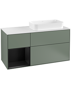 Villeroy und Boch Finion Villeroy und Boch Finion F271PDGM 120cm, cover plate white matt, shelf left black matt lacquer, Olive Matt Lacquer