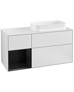 Villeroy und Boch Finion Villeroy und Boch Finion F271PDMT 120cm, cover plate white matt, shelf left black matt lacquer, white matt lacquer