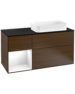 Villeroy und Boch Finion Villeroy und Boch Finion F272GFGN 120cm, cover plate black matt, shelf left glossy white lacquer, walnut veneer