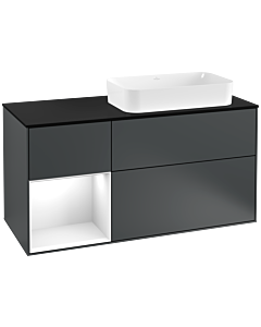 Villeroy und Boch Finion Villeroy und Boch Finion F272GFHG 120cm, cover plate black matt, shelf left Glossy white lacquer, Midnight Blue Matt Lacquer