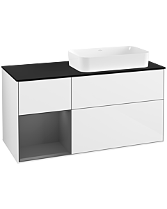 Villeroy und Boch Finion Villeroy und Boch Finion F272GKGF 120cm, cover plate black matt, shelf left anthracite matt, glossy white lacquer