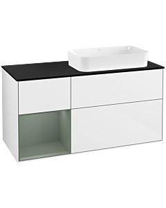 Villeroy und Boch Finion Villeroy und Boch Finion F272GMGF 120cm, cover plate black matt, shelf on the left Olive Matt Lacquer , glossy white lacquer