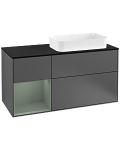 Villeroy und Boch Finion Villeroy und Boch Finion F272GMGK 120cm, cover plate black matt, shelf left Olive Matt Lacquer , anthracite matt