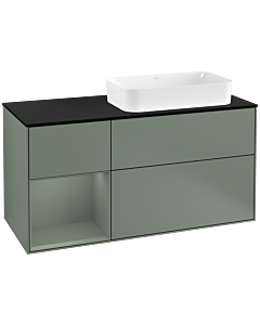 Villeroy und Boch Finion Villeroy und Boch Finion F272GMGM 120cm, cover plate black matt, shelf on the left Olive Matt Lacquer , Olive Matt Lacquer
