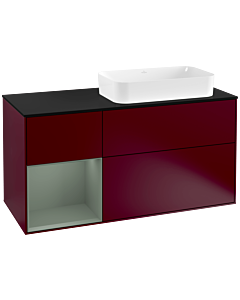 Villeroy und Boch Finion Villeroy und Boch F272GMHB 120cm, plaque de finition noir mat, étagère gauche Olive Matt Lacquer , Peony Matt