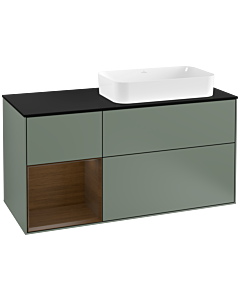 Villeroy und Boch Finion Villeroy und Boch Finion F272GNGM 120cm, cover plate black matt, shelf left Olive Matt Lacquer veneer, Olive Matt Lacquer