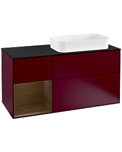 Villeroy und Boch Finion Villeroy und Boch F272GNHB 120cm, plaque de finition noir mat, étagère gauche placage Peony Matt , Peony Matt