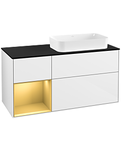Villeroy und Boch Finion Villeroy und Boch Finion F272HFGF 120cm, cover plate black matt, shelf left gold matt, glossy white lacquer