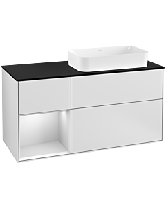 Villeroy und Boch Finion Villeroy und Boch Finion F272MTMT 120cm, cover plate black matt, shelf left white matt lacquer, white matt lacquer