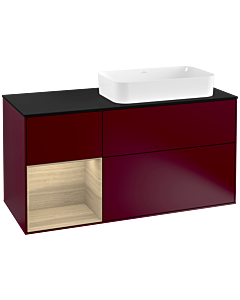 Villeroy und Boch Finion Villeroy und Boch F272PCHB 120cm, plaque de finition noir mat, étagère gauche Oak Veneer , Peony Matt