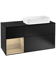 Villeroy und Boch Finion Villeroy und Boch Finion F272PCPD 120cm, cover plate black matt, shelf left Oak Veneer , black matt lacquer