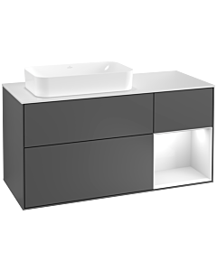 Villeroy und Boch Finion Villeroy und Boch Finion F281GFGK 120cm, cover plate white matt, shelf on the right glossy white lacquer, anthracite matt