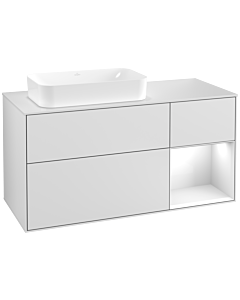 Villeroy und Boch Finion Villeroy und Boch Finion F281GFMT 120cm, cover plate white matt, shelf on the right Glossy white lacquer, white matt lacquer