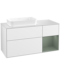 Villeroy und Boch Finion Villeroy und Boch Finion F281GMGF 120cm, cover plate white matt, shelf on the right Olive Matt Lacquer , glossy white lacquer