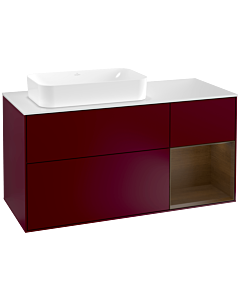 Villeroy und Boch Finion Villeroy und Boch F281GNHB 120cm, plaque de recouvrement blanc mat, étagère droite placage noyer, Peony Matt