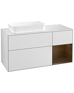 Villeroy und Boch Finion Villeroy und Boch Finion F281GNMT 120cm, cover plate white matt, shelf on the right walnut veneer, white matt lacquer