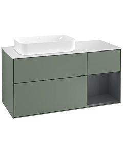Villeroy und Boch Finion Villeroy und Boch Finion F281HGGM 120cm, cover plate white matt, shelf on the right Midnight Blue Matt Lacquer , Olive Matt Lacquer