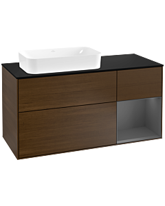 Villeroy und Boch Finion Villeroy und Boch Finion F282GKGN 120cm, cover plate black matt, shelf right Anthracite matt, Walnut veneer