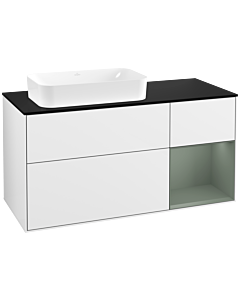 Villeroy und Boch Finion Villeroy und Boch Finion F282GMGF 120cm, cover plate black matt, shelf on the right Olive Matt Lacquer , glossy white lacquer
