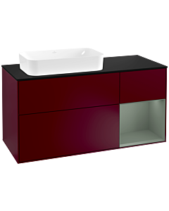 Villeroy und Boch Finion Villeroy und Boch Finion F282GMHB 120cm, cover plate black matt, shelf on the right Olive Matt Lacquer , Peony Matt