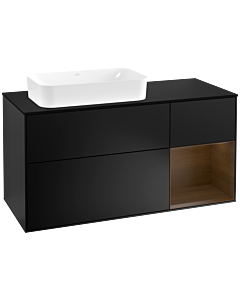Villeroy und Boch Finion Villeroy und Boch Finion F282GNPD 120cm, cover plate black matt, shelf on the right walnut veneer, black matt lacquer