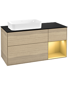 Villeroy und Boch Finion Villeroy und Boch Finion F282HFPC 120cm, cover plate black matt, shelf on the right gold matt, Oak Veneer