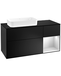 Villeroy und Boch Finion Villeroy und Boch Finion F282MTPD 120cm, cover plate black matt, shelf on the right white matt lacquer, black matt lacquer
