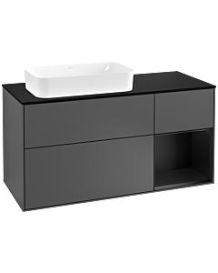Villeroy und Boch Finion Villeroy und Boch Finion F282PDGK 120cm, cover plate black matt, shelf on the right black matt lacquer, anthracite matt