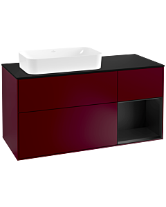 Villeroy und Boch Finion Villeroy und Boch Finion F282PDHB 120cm, cover plate black matt, shelf on the right black matt lacquer, Peony Matt