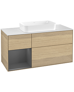 Villeroy und Boch Finion Villeroy und Boch Finion F291GKPC 120cm, cover plate white matt, shelf left anthracite matt, Oak Veneer