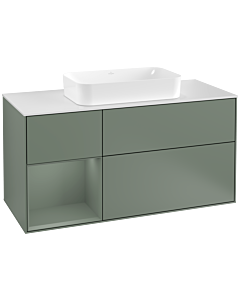 Villeroy und Boch Finion Villeroy und Boch Finion F291GMGM 120cm, cover plate white matt, shelf on the left Olive Matt Lacquer , Olive Matt Lacquer