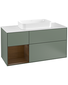 Villeroy und Boch Finion Villeroy und Boch Finion F291GNGM 120cm, cover plate white matt, shelf left Olive Matt Lacquer veneer, Olive Matt Lacquer