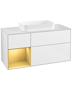 Villeroy und Boch Finion Villeroy und Boch Finion F291HFGF 120cm, cover plate white matt, shelf left gold matt, glossy white lacquer