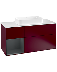 Villeroy und Boch Finion Villeroy und Boch Finion F291HGHB 120cm, cover plate white matt, shelf left Midnight Blue Matt Lacquer , Peony Matt