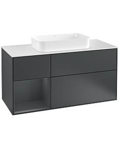 Villeroy und Boch Finion Villeroy und Boch F291HGHG 120cm, plaque de finition blanc mat, étagère gauche Midnight Blue Matt Lacquer , Midnight Blue Matt Lacquer